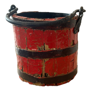 Antique Berry Bucket With Forged Iron Handle