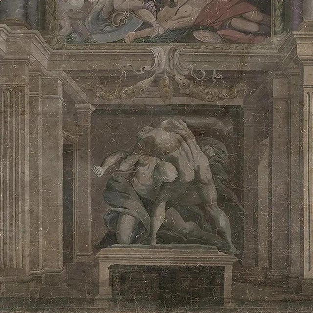 Antique Baroque Style Panoramic Wall Mural on Canvas, 1800s For Sale - Image 5 of 6