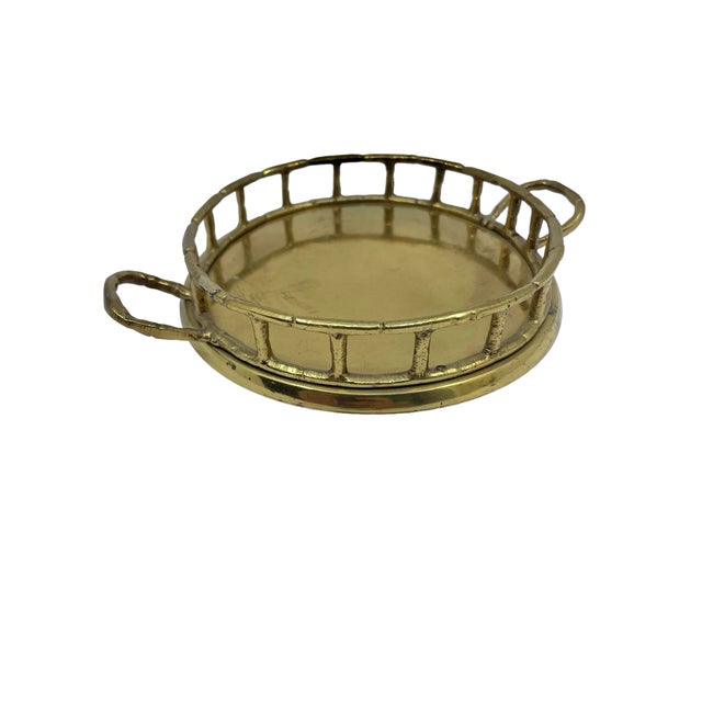 Ornamental & Decorative Materials Vintage Small Faux Bamboo Brass Tray/ Catchall For Sale - Image 7 of 10