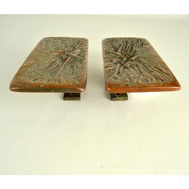 Brutalist Bronze Push Pull Door Handles and Letterbox with Dynamic Relief, 1970s, Set of 3 For Sale - Image 12 of 18