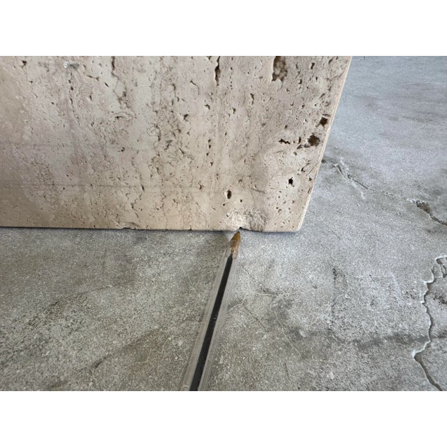 Beige Italian Postmodern Guy Barker for Ello Travertine and Brass Console / Sold For Sale - Image 8 of 11