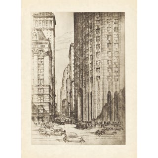 "Gateway to Wall Street" 1939 New York Etching by Anton Schutz For Sale