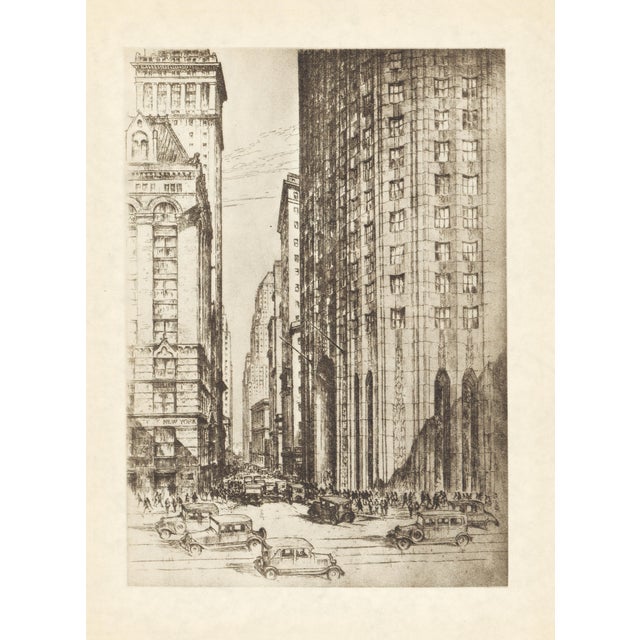 "Gateway to Wall Street" 1939 New York Etching by Anton Schutz For Sale