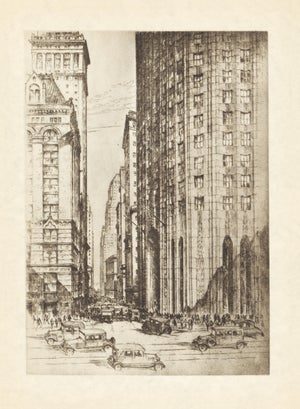 "Gateway to Wall Street" 1939 New York Etching by Anton Schutz