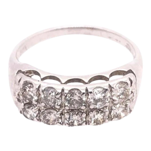 14 Karat White Gold Contemporary Diamond Band Wedding Anniversary Ring, Size 5.5