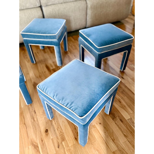 Mid-Century Modern Mid 20th Century Reupholstered Vintage Parsons Style Ottomans - A Pair For Sale - Image 3 of 11