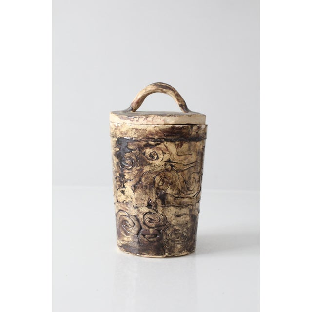 Mid-Century Modern Vintage Handmade Studio Pottery Lidded Jar For Sale - Image 3 of 16