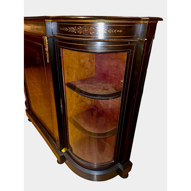 Mid 19th Century Napoleon III Second Empire Ebonized and Inlaid Credenza For Sale - Image 9 of 11