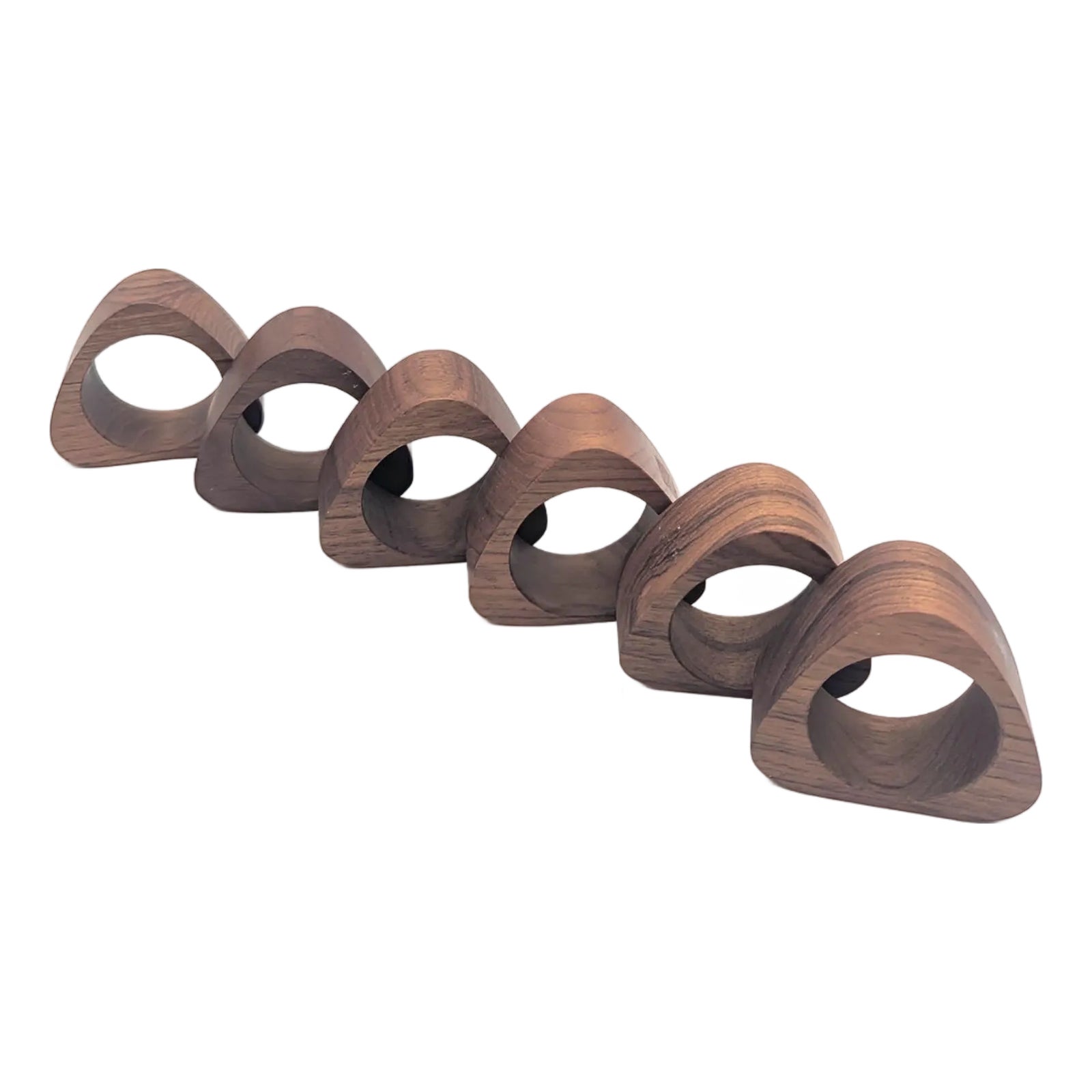 Mid 20th Century Otagiri Teak Wood Napkin Rings, Set of 6 | Chairish