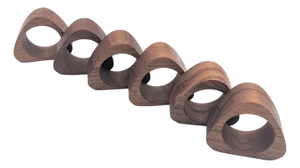 Mid 20th Century Otagiri Teak Wood Napkin Rings, Set of 6