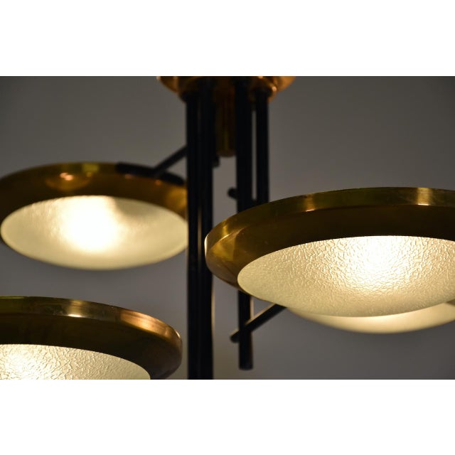 1950s Six Disc Brass and Glass Ceiling Lamp from Stilnovo, Italy, 1950 For Sale - Image 5 of 14
