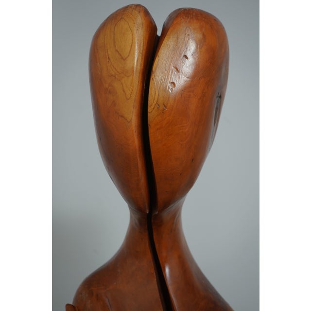 1990s Life Size Modern Design Woman Wood Carved Sculpture Statue - Signed GPN For Sale - Image 5 of 11
