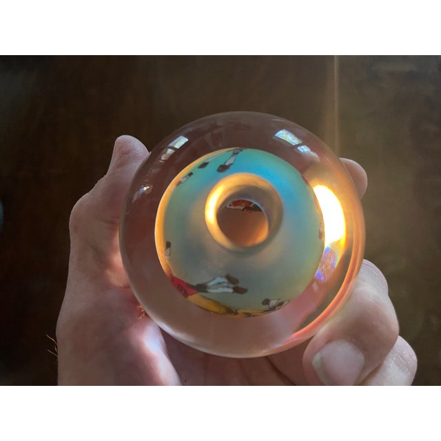 Vintage Chinese Reverse Painting Running Horses Night Lamp For Sale - Image 9 of 9