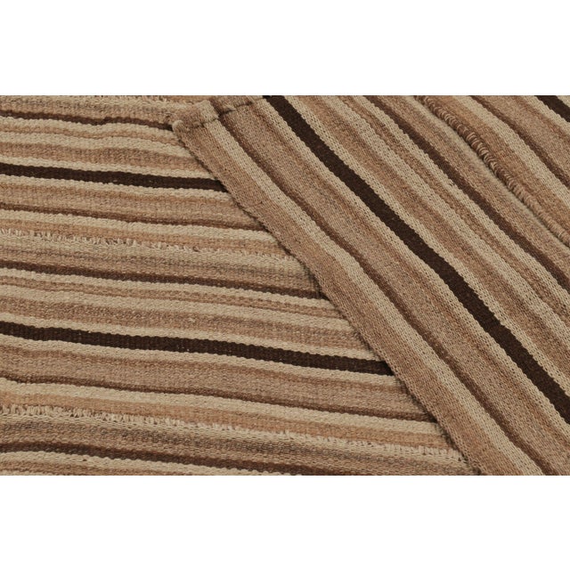 Textile Rug & Kilim’s Contemporary Kilim in Brown and Black Textural Stripes For Sale - Image 7 of 9