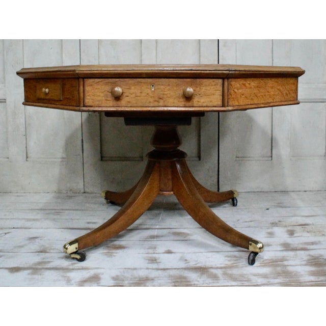 Regency Octagonal Oak Drum Table from William Morris & Co., 1810s For Sale - Image 4 of 9