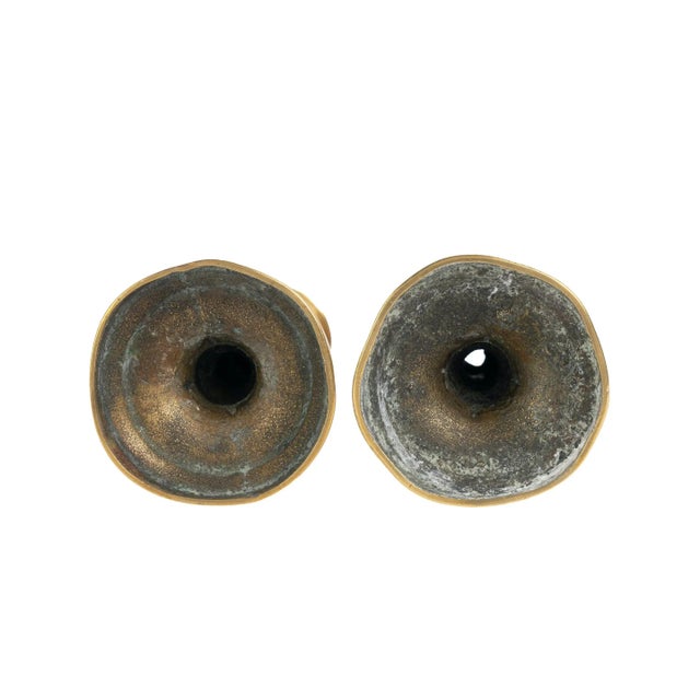 Early 19th Century Pair of Miniature Georgian Cast Brass Taper Sticks, 1820 For Sale - Image 5 of 7