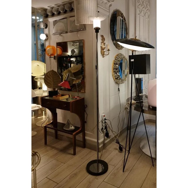 Metal Italian Opaline Glass Floor Lamp by Venini for Veluce, 1980s For Sale - Image 7 of 9