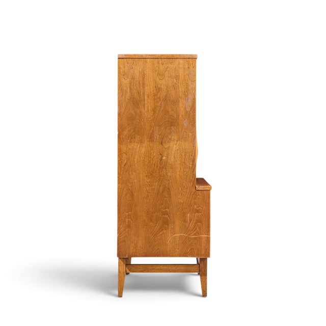 Broyhill Brasilia Broyhill Brasilia Mid Century Walnut and Brass Gentlemans Chest Highboy Dresser For Sale - Image 4 of 10