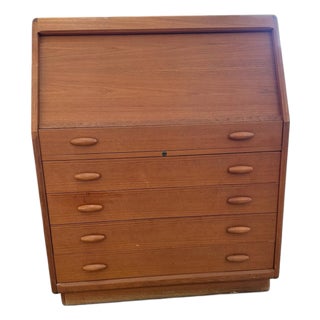 1960s Danish Modern Dyrlund Teak Drop-Front Secretary Desk & Vanity For Sale