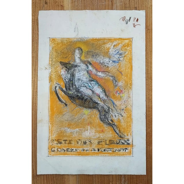 Henri Fehr, Préparation d'affiche: Fête des fleurs, Genève, Pencil & Pastel on Paper For Sale - Image 3 of 11