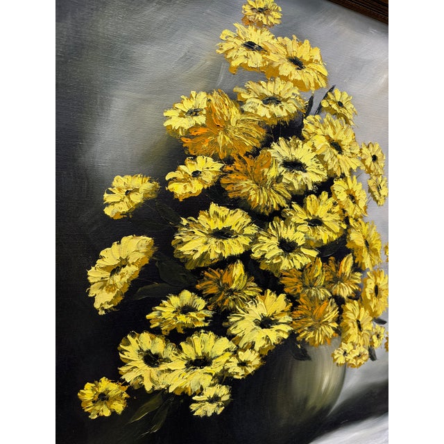 Original Mid-Century Oil on Canvas, Yellow Daisy Still Life, Signed Patti Rock, (1927 - 2004) For Sale In Los Angeles - Image 6 of 15