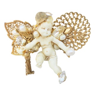 Wendy Gell Putti Brooch Mid-80s For Sale