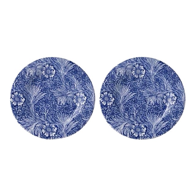 William Morris "Marigold" Blue and White Plates by Goodies - a Pair For Sale