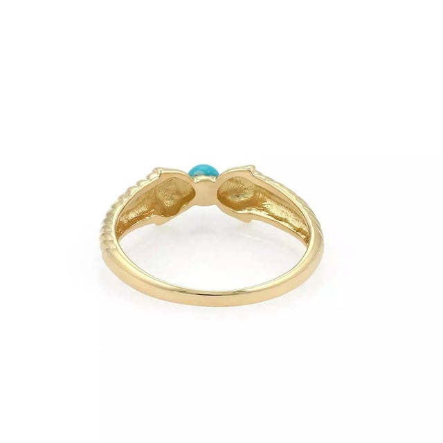 Contemporary Dior Turquoise 18k Yellow Gold Floral Design Band Ring Size 5.75 For Sale - Image 3 of 5