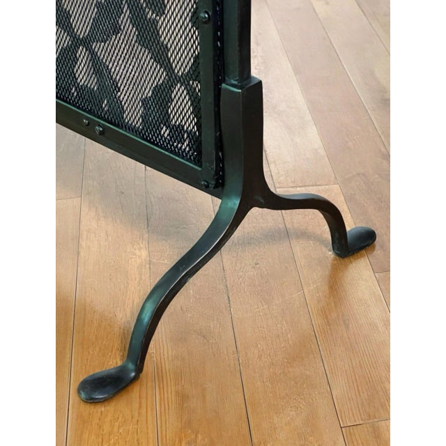 Arts and Crafts Cast Brass and Iron Fire Screen in Black, Single Panel, Early 20th C. For Sale - Image 9 of 13