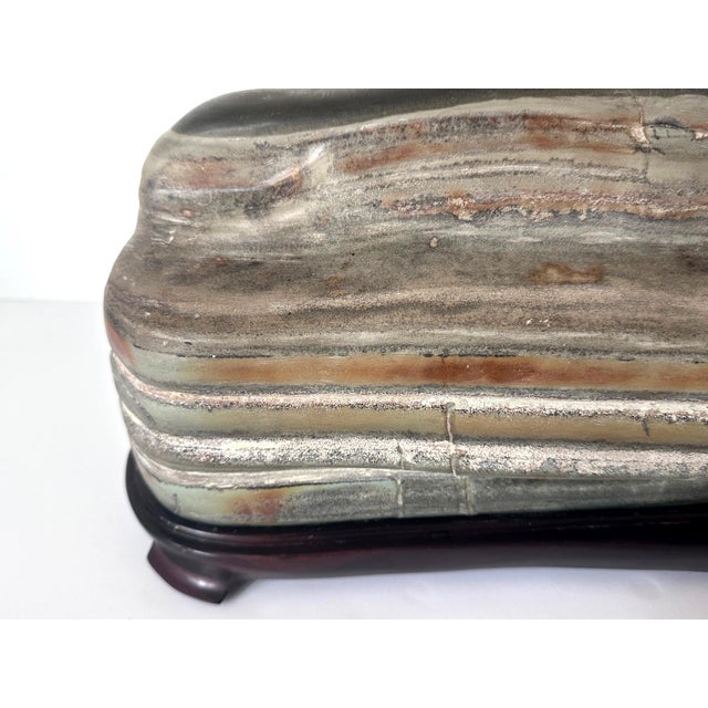 Chinese Scholar Stone Caitao Rock on Display Stand For Sale - Image 18 of 18