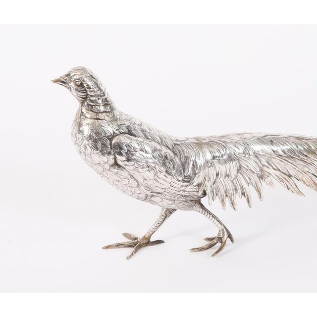Antique German 830 Silver Pheasants, 19th Century, Set of 2 For Sale - Image 11 of 18