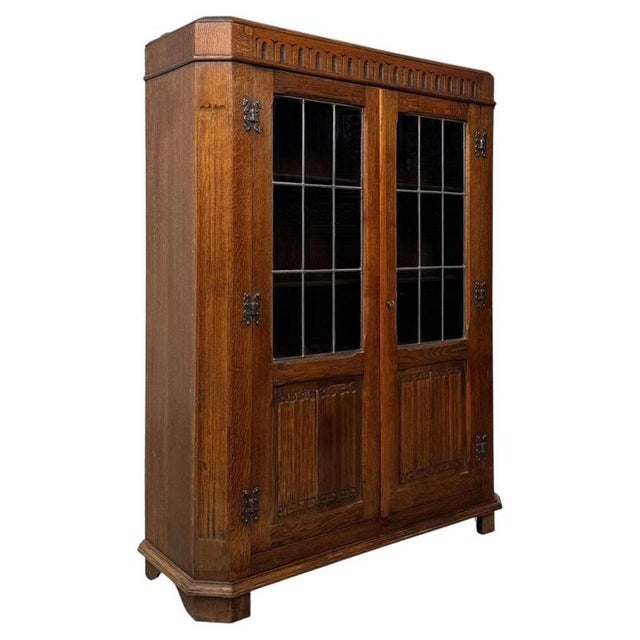 Antique 20th Century Oak Glazed Display Cabinet For Sale - Image 3 of 11