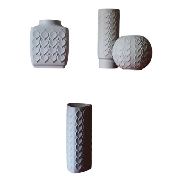 Vintage German Vases in Biscuit Porcelain from AK Kaiser, 1960s, Set of 4 For Sale