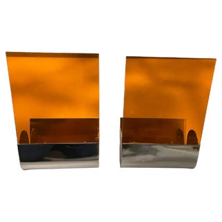 Mid-Century Italian Orange Acrylic Glass Sconces, 1970s, Set of 2 For Sale