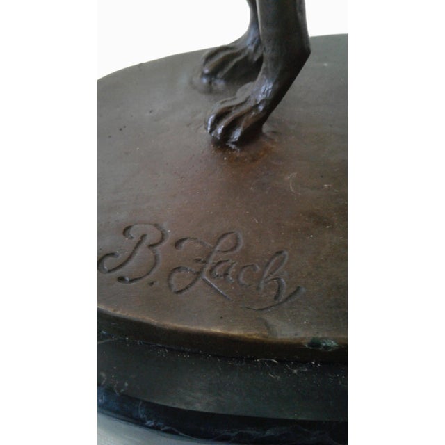 Art Deco Bronze Sculpture "Diana the Huntress With Borzoi" Signed B. Zach For Sale - Image 4 of 5
