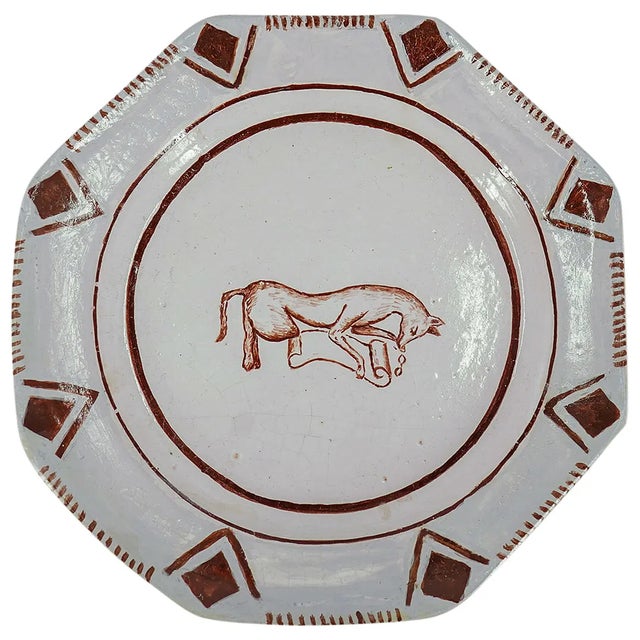 A wonderfully eccentric late-19th-century French faience plate by Émile Gallé of Nancy, circa 1880–1884. The softly glazed...