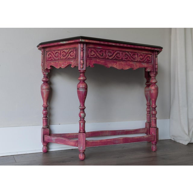 Antique Console Table With Ornate Carved Details For Sale - Image 4 of 16