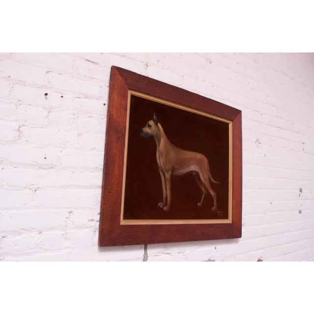 Mid-Century Modern "Great Dane" Framed Oil on Velvet by Lawrence Shelby For Sale - Image 3 of 7
