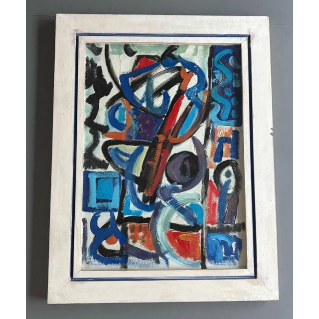 Abstract Composition, 1950s, Oil Painting, Framed For Sale - Image 14 of 14