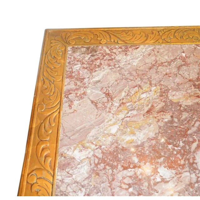 Mid 20th Century Gilt Wood & Rouge Marble Table For Sale In Miami - Image 6 of 13