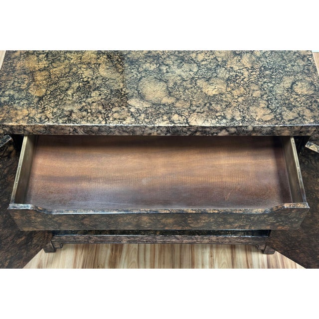 Vintage Henredon Faux Tortoise Shell Finish Server Cabinet For Sale - Image 10 of 12