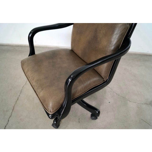2010’s Hancock & Moore Leather & Lacquer Executive Office Desk Chair For Sale - Image 10 of 12