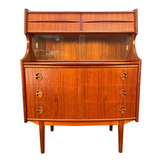 Vintage Danish Mid Century Modern Teak Secretary Desk by Falsig Mobler For Sale