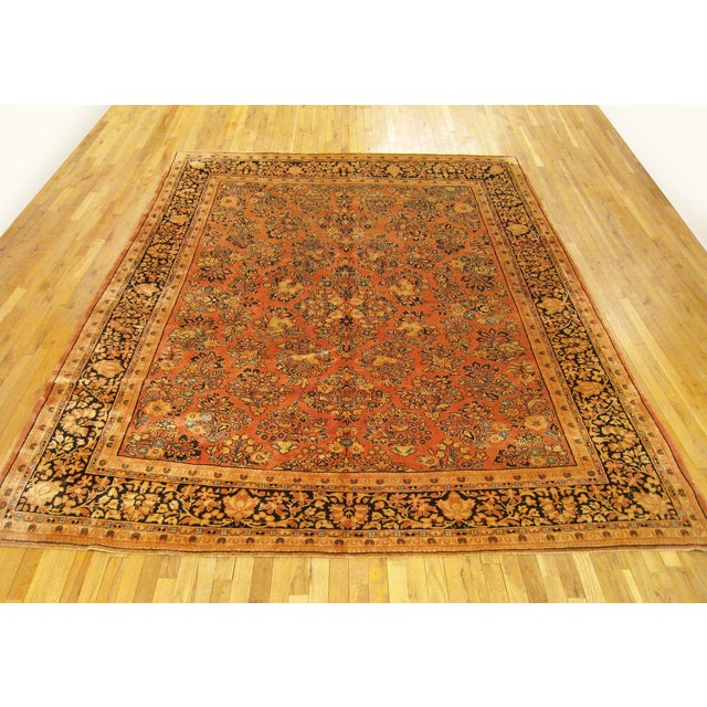 Persian Vintage Persian Sarouk Oriental Rug, in Room Size, with Intricate Floral Design For Sale - Image 3 of 8