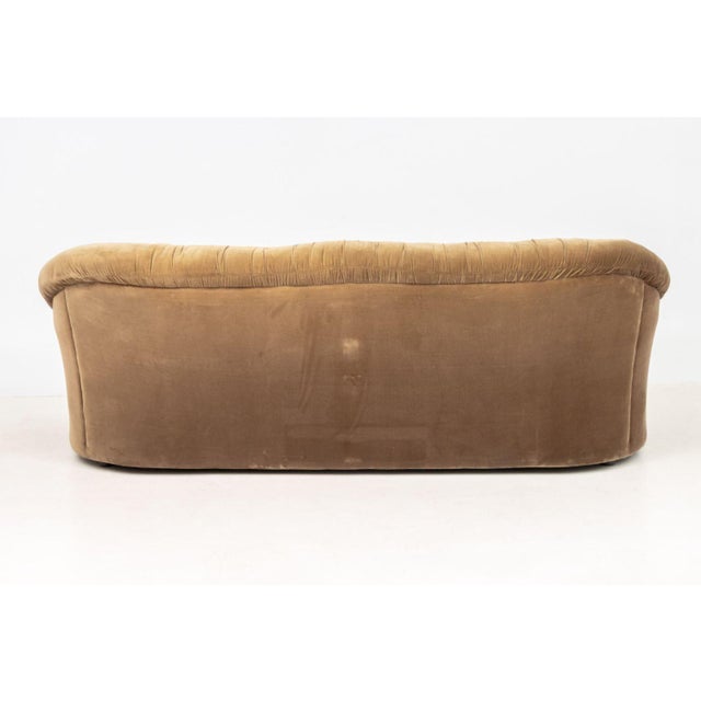 Brown Italian Velvet Upholstered 3-Seat Sofa, 1970 For Sale - Image 8 of 8