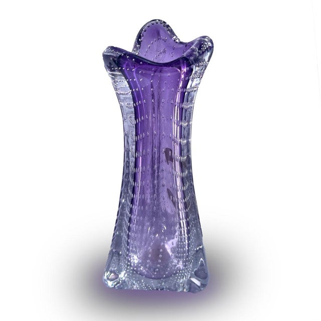 Early 20th Century Lavender Crystal Art Deco Vase For Sale - Image 4 of 6