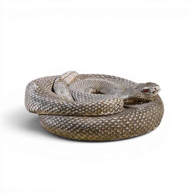 Mid-Century Modern Coiled Rattlesnake Chalkware Sculpture For Sale - Image 3 of 7