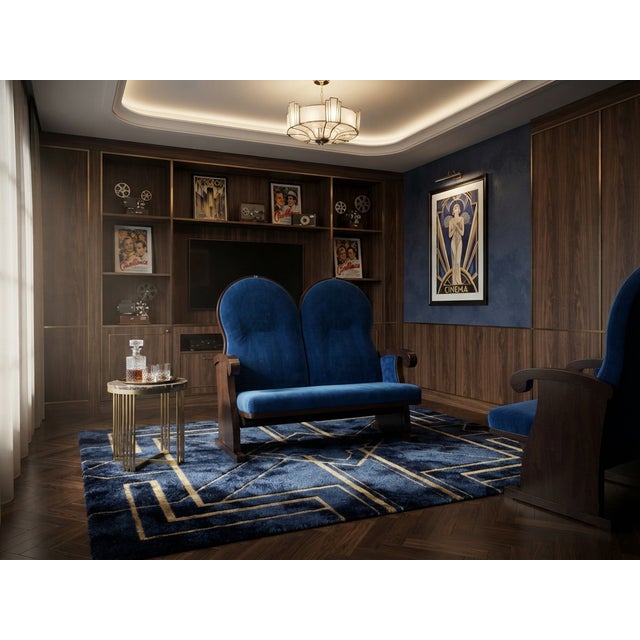 Elegant restored vintage two-seater loveseat featuring distinctive Art Deco design elements. The beautifully shaped high...