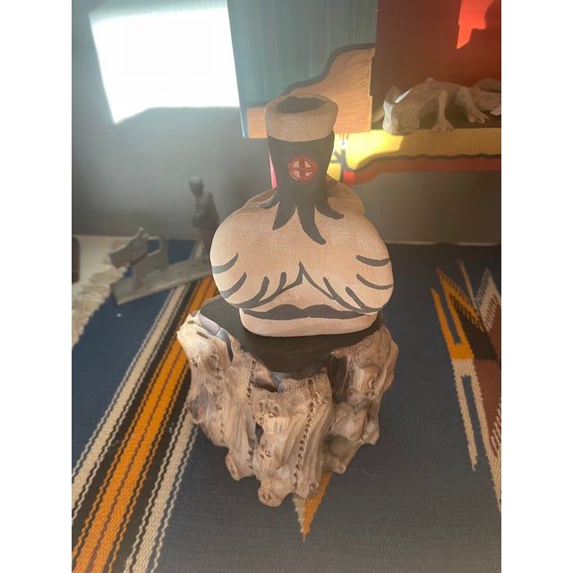 Native American Folk Art Native American Diane Wade Clay Folk Art Woman Figurine For Sale - Image 3 of 6