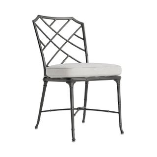 Brown Jordan Calcutta Side Chair, Textured Pewter frame with Fusion Dove fabric For Sale